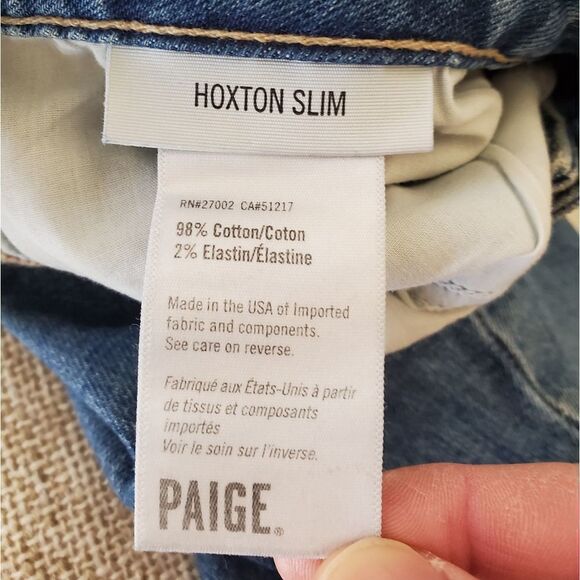 PAIGE Hoxton High Waist Slim Raw-Hem Distressed Jeans size 28 - Picture 11 of 13